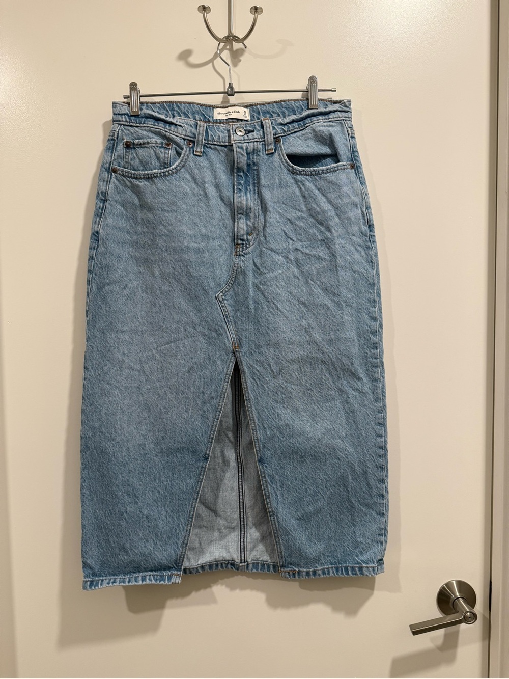 Abercrombie & Fitch Light Blue High Rise Denim Skirt